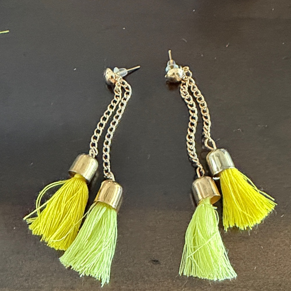 Gold and Yellow Tassel Earrings-NEW